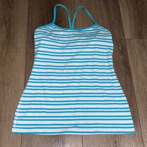 Lululemon Power Y Tank Top Size 8 Blue Stripe